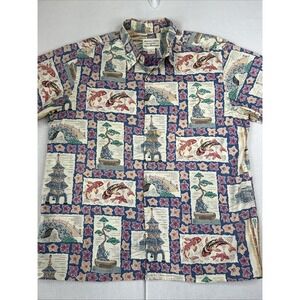 VTG Reyn Spooner Dietrich Varez Japan Bonsai Koi Hawaiian Shirt XL Reverse